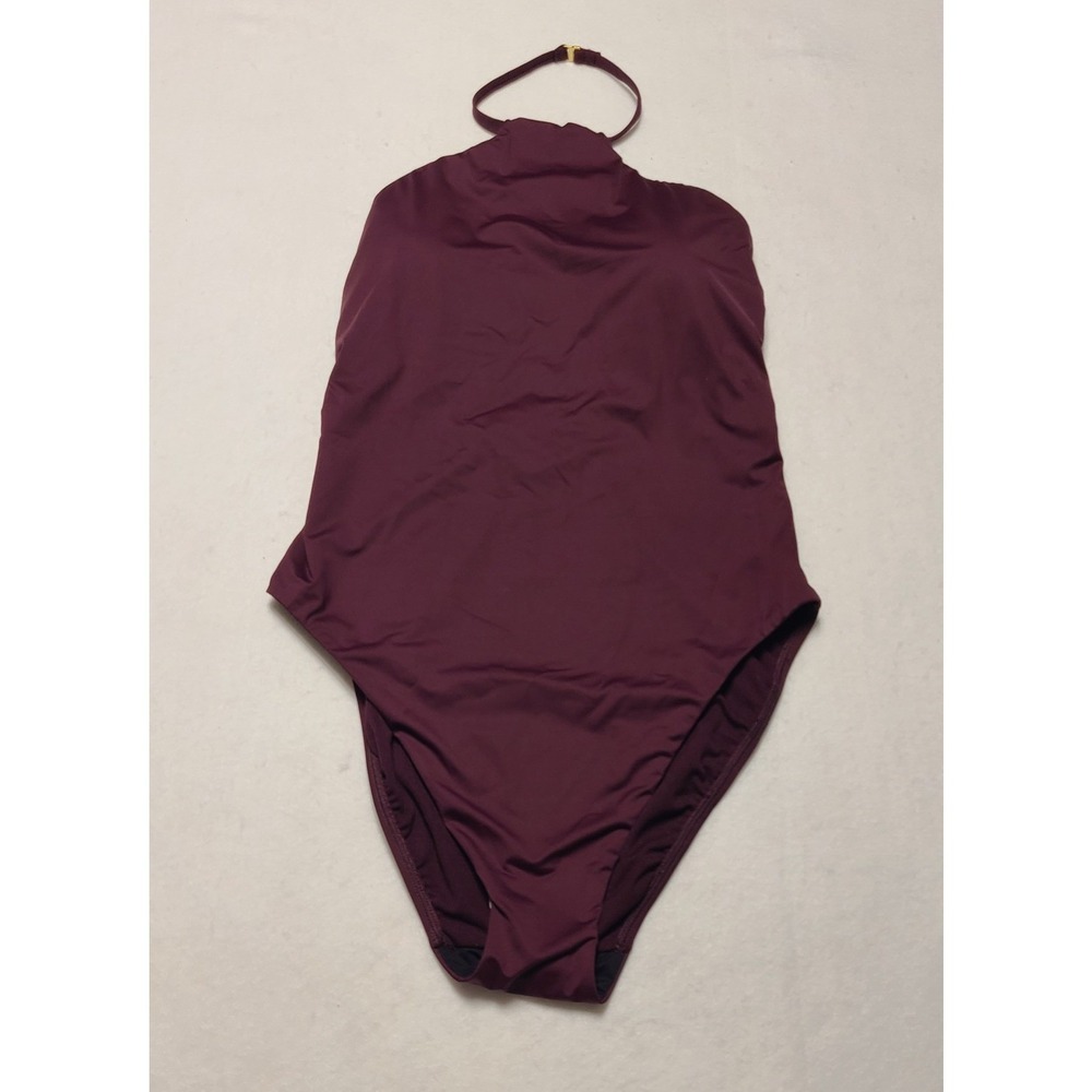 Ralph Lauren Women Burgundy Halter Neck One Piece Swimsuit Size 10 NEW